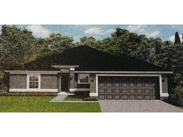 Rendering of a single-story house with a two-car garage at 1083 Blackwood Cir, North Port, FL 34286