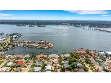 Aerial view showing home location on waterfront property at 1903 Bayshore Dr, Belleair Beach, FL 33786