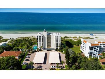 Aerial view of beachfront condo building at 4485 Gulf Of Mexico Dr # 403, Longboat Key, FL 34228