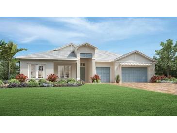 Charming coastal home with a welcoming front porch and lush landscaping at 17942 Palmiste Dr, Bradenton, FL 34202