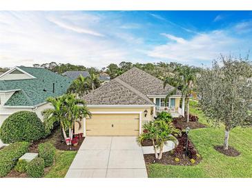 Inviting single Gathering home with a two car garage, beautiful landscaping and manicured lawn at 12343 Halfmoon Lake Ter, Bradenton, FL 34211
