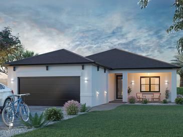 Charming single-story home with a two-car garage, inviting front porch, and well-maintained landscaping at 5 Varden Ter, North Port, FL 34288