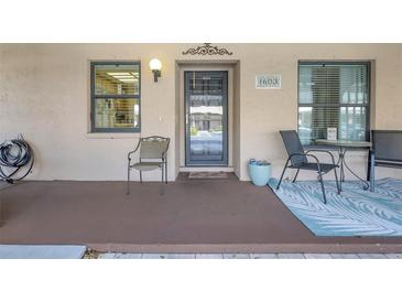 Welcoming front porch with seating area offers a cozy outdoor space at 2808 60Th W Ave # 1603, Bradenton, FL 34207