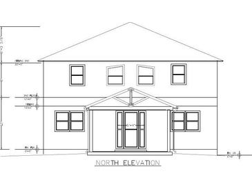 An exterior elevation of the home shows a front entryway with a covered porch at 22520 61St E Ave, Bradenton, FL 34211