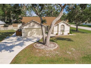 Charming home featuring a well-manicured lawn, a two-car garage and beautiful landscaping and mature trees at 5902 22Nd Avenue E Dr, Palmetto, FL 34221