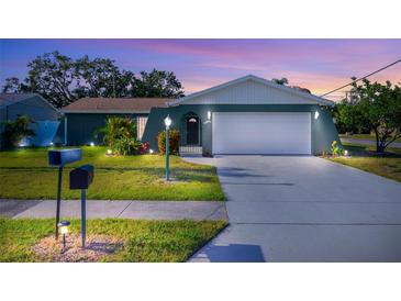 Charming home featuring a manicured lawn, beautiful landscaping, and an attached two-car garage at 2402 16Th W St, Palmetto, FL 34221