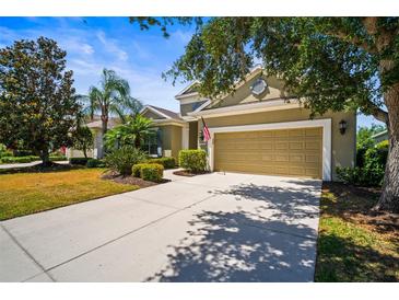Beautiful single-Gathering home with a well-manicured lawn, mature trees, and a two-car garage at 4734 Claremont Park Dr, Bradenton, FL 34211