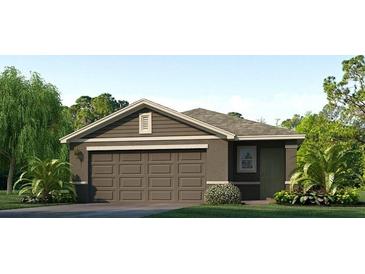 Charming single-story home featuring a two-car garage, neutral siding, and well-maintained landscaping at 12043 Lansing Gln, Parrish, FL 34219