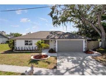 Charming single-story home with a well-maintained lawn, decorative landscaping, and a two-car garage at 6572 Mauna Loa Blvd, Sarasota, FL 34241
