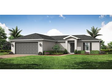 Charming single-story home with a two-car garage, landscaped front yard, and covered entryway at 2081 Basin St, Port Charlotte, FL 33952
