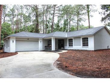 Charming one-story home with a gray roof, inviting curb appeal, and an attached two-car garage at 27944 Green Willow Run, Wesley Chapel, FL 33544