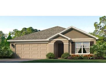 Charming one-story home featuring a two-car garage and well-maintained landscaping at 10820 Gentle Current Way, Parrish, FL 34219
