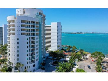 Stunning high-rise condo with beautiful coastal views and manicured landscaping in a waterfront community at 990 Blvd Of The Arts # 801, Sarasota, FL 34236