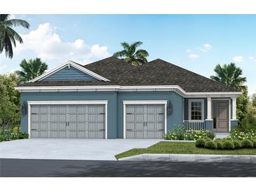 Charming single-Gathering home boasting a two-car garage and nicely manicured front lawn at 13908 Painted Loop, Parrish, FL 34219