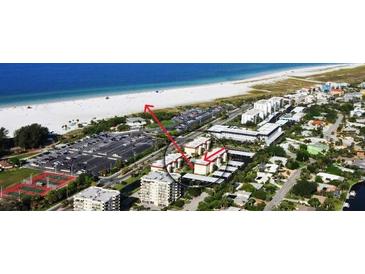Gorgeous aerial view of complex near Siesta Key Beach and its white sand at 915 Beach Rd # 321, Sarasota, FL 34242