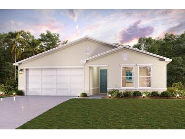 One-story home with a two-car garage and landscaping at 563 Meridan Ave, Port Charlotte, FL 33952