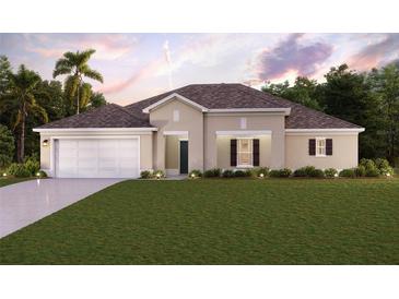 Single-story home with a two-car garage and a well-manicured lawn at 1413 Navigator Rd, Punta Gorda, FL 33983