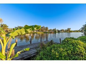 Serene waterfront property featuring a wooden dock and lush lake views at 3432 Easy St, Port Charlotte, FL 33952