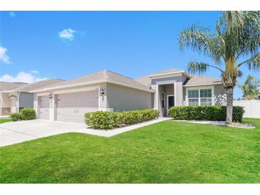 Charming single-story home with a well-manicured lawn, inviting entrance, and attached two car garage at 20067 Oakflower Ave, Tampa, FL 33647