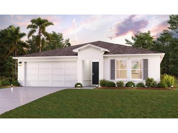 Charming one-story home featuring an attached two-car garage, well-kept lawn, and meticulously manicured shrubbery at 4771 Michaler St, North Port, FL 34286
