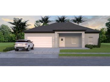 Charming single-story home with a two-car garage, gray stone driveway, and well-manicured lawn at Lot 18 Blk 284 Wooley Ave, North Port, FL 34287