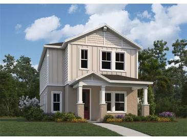 Charming two-story home with a quaint front porch and craftsman-style architectural details at 208 Eagleston Ln, Lakewood Ranch, FL 34240