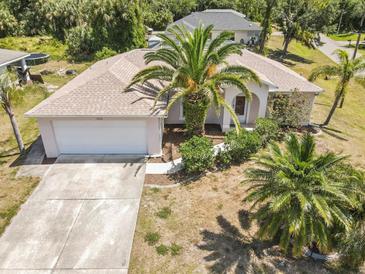 Attractive single-story home with a large palm tree and driveway at 2432 Soprano Ln, North Port, FL 34286