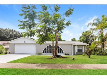 Single story home with attached garage and manicured lawn at 3720 Orangepointe Rd, Valrico, FL 33596