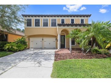 Two-story house with double garage and manicured lawn at 8231 Dunham Station Dr, Tampa, FL 33647