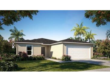 Charming single-story home with a two-car garage and landscaped front yard at 2184 Hyatt Dr, Port Charlotte, FL 33948