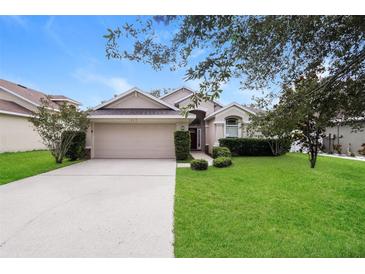 Charming single-story home featuring a well-manicured lawn and a two-car garage at 417 Dunaway Dr, Valrico, FL 33594