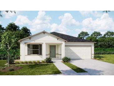 Charming single-story home featuring a two-car garage and well-maintained landscaping at 25880 Prada Dr, Punta Gorda, FL 33955