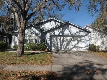 Charming single-story home featuring mature landscaping and a two-car garage at 2632 Wrencrest Cir, Valrico, FL 33596