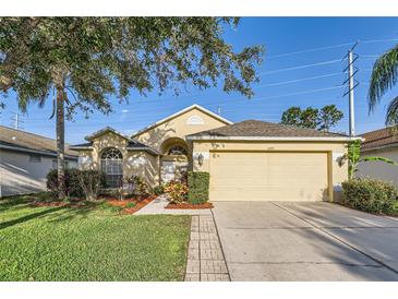 Charming single-Gathering home with well-manicured lawn and attached two-car garage at 4305 Balmoral Ct, Wesley Chapel, FL 33543