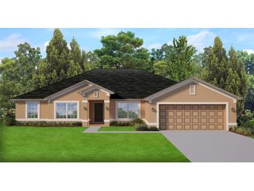 Charming single-story home with a well-manicured lawn and neutral color palette at 10387 Mahoning Ave, Weeki Wachee, FL 34614