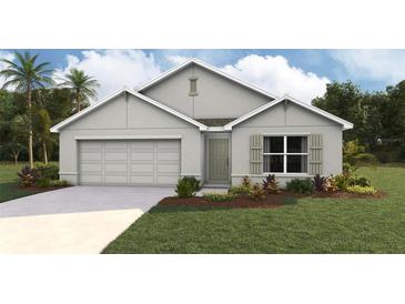 Charming single-story home showcasing neutral tones, well-manicured lawn, and an inviting, attached two-car garage at 9122 Gibralter St, Spring Hill, FL 34608