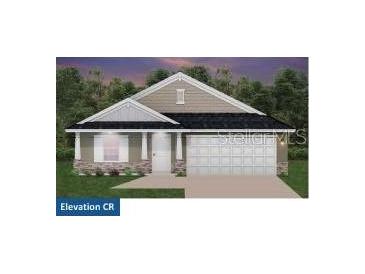 Charming single-story home featuring a gabled roof, stone accents, and an attached two-car garage at 4861 Sutherland St # Lot 56, Spring Hill, FL 34609
