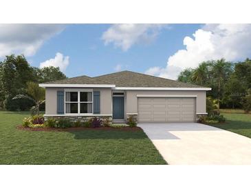Charming single-story home featuring stone accents, a two-car garage, and a well-manicured lawn at 10414 Tucker Rd, Weeki Wachee, FL 34613