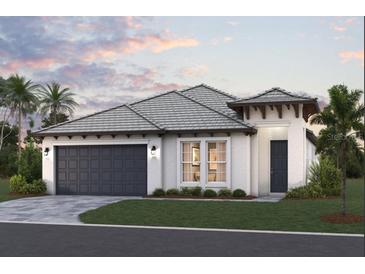 Charming single-story home featuring a two-car garage and tropical landscaping at 229 Vistera Blvd, North Venice, FL 34275