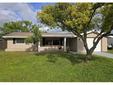 Charming single-story home with a well-maintained lawn and mature trees providing shade at 7352 Sequoia Dr, New Port Richey, FL 34653