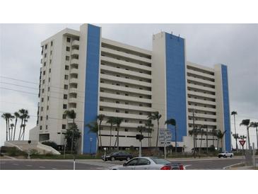 A high-rise building with blue and white accents at 15000 Gulf Blvd # 1104, Madeira Beach, FL 33708