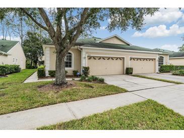 Beautiful two-car garage villa with lush landscaping at 34841 Double Eagle Ct, Zephyrhills, FL 33541