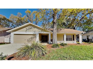 Inviting single-story home featuring a well-maintained yard and an attached two-car garage at 2607 Royal Ridge Dr, Spring Hill, FL 34606