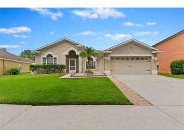 Tan one-story house with two-car garage at 19148 Dove Creek Dr, Tampa, FL 33647