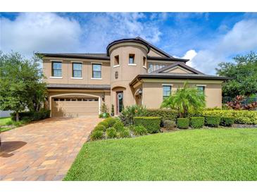Two-story house with landscaped yard and brick driveway at 2924 Valencia Ridge St, Valrico, FL 33596