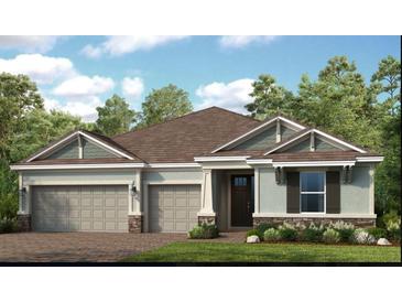 Two-story home with three-car garage and landscaping at 16224 Alpha Grove Pl, Odessa, FL 33556