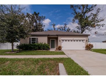 One-story home with a two-car garage and well-manicured lawn at 802 Highgate Oaks Pl, Seffner, FL 33584