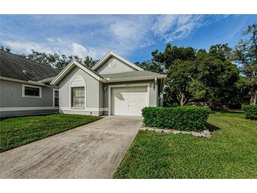 Single story home with a one car garage and well maintained landscaping at 3647 Muirfield Ct, New Port Richey, FL 34655