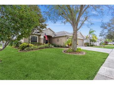 Beautiful one-story home with a landscaped yard and three-car garage at 1433 Emerald Hill Way, Valrico, FL 33594