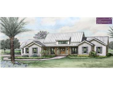 Architectural rendering of a charming farmhouse-style home with metal roof at 2 Troutwater Ln Troutwater Ln, Tampa, FL 33618